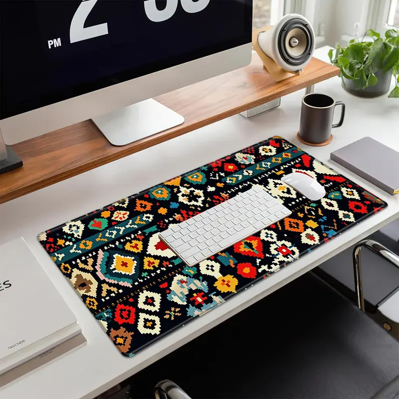 Boho Style Geometric Pattern Mouse Pad, Rectangle Gaming Mouse Pad with Non-slip Rubber Base, Decorative Desk Keyboard Mat for Home Office Game Room 2