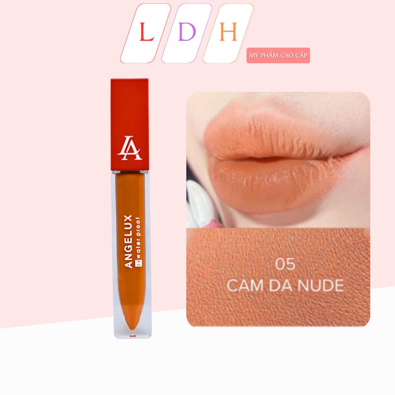 son kem siêu lì Angelux -Chống thấm , chống trôi suốt 24H- ( 05 - CAM DA NUDE ) Cosmetic Mỹ Phẩm son Môi Trang Điểm Women Nữ son dio son  đỏ đất son sieu son  khô