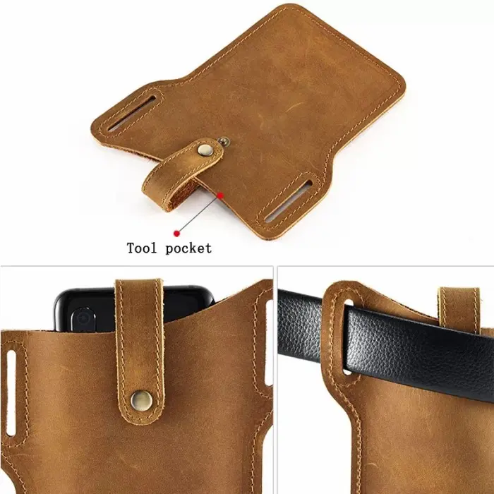 Tas Pinggang Sarung Hp Kulit Asli Pria - Dompet Hp Kulit Pria Pinggang 4