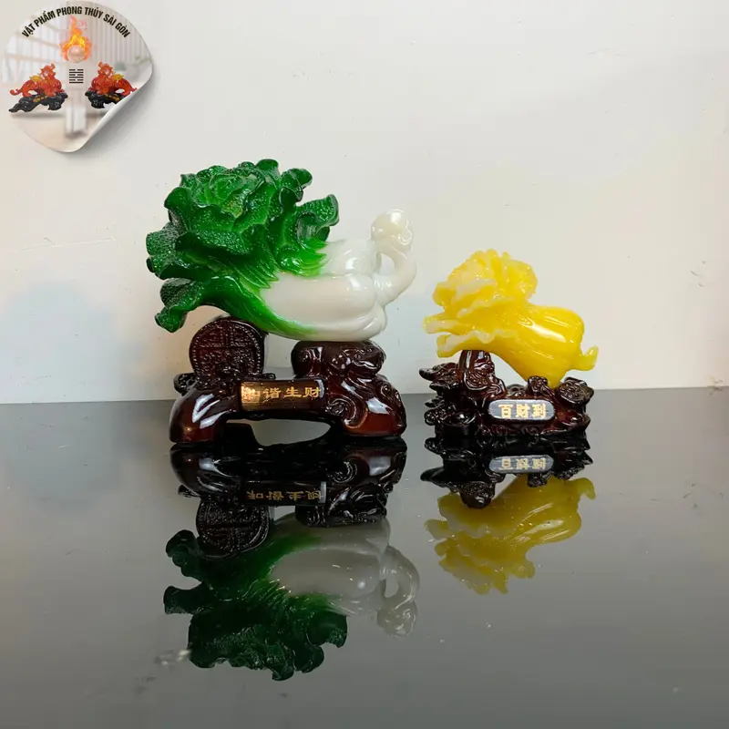 bắp cải phong thủy tài lộc size 17cm chất liệu bột đá Phòng Khách Trang Trí Nhà Decor Phòng 6