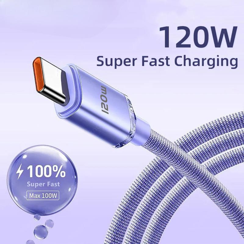  Cáp USB Type C Sạc Siêu Nhanh 6A 120W Bộ Sạc Điện Thoại Dây Dữ Liệu USB Tương Thích Với Samsung Realme Xiaomi Redmi Huawei Oppo Vivo Dây Sạc Nhanh 