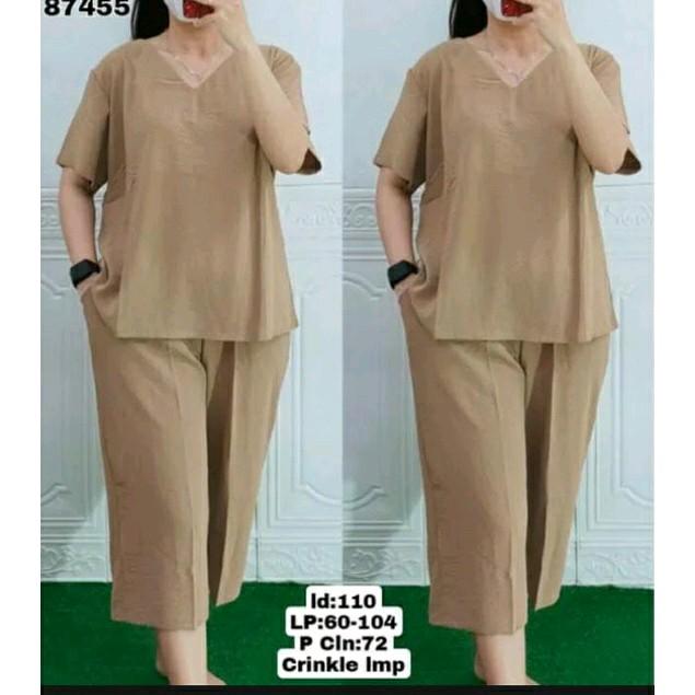 Setelan Andin Murah Terbaru Crinkle Airflow - Bahan Adem dan Tidak Nerawang Wanita Celana Atasan Dewasa 5