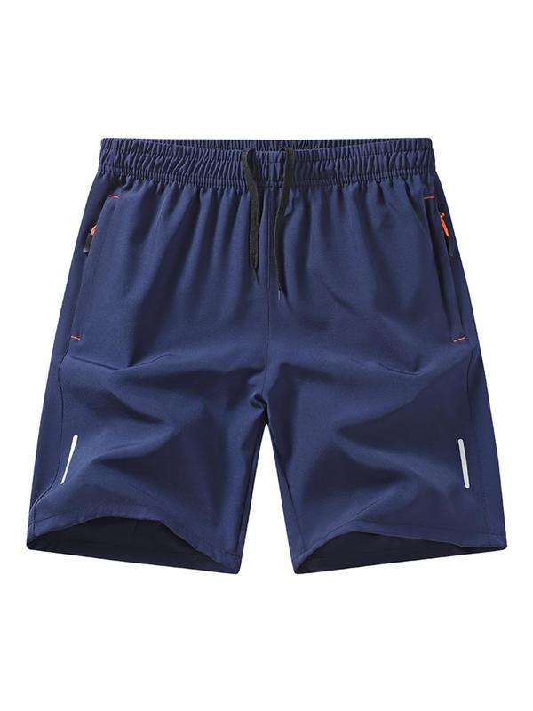 Men's Solid Color Pocket Zipper Shorts, Casual Breathable Comfortable Shorts for Running Gym Workout, Men's Bottoms for All Seasons 3