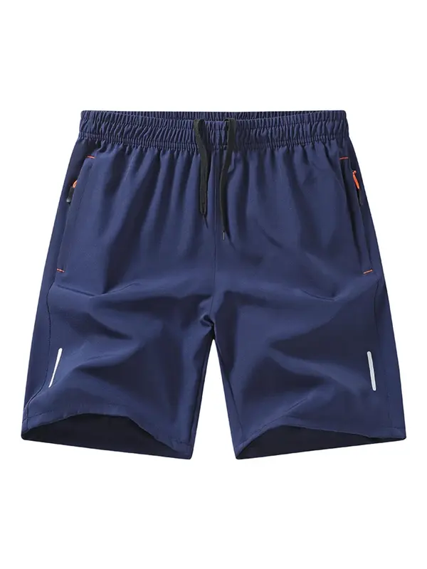 Men's Solid Color Pocket Zipper Shorts, Casual Breathable Comfortable Shorts for Running Gym Workout, Men's Bottoms for All Seasons 3
