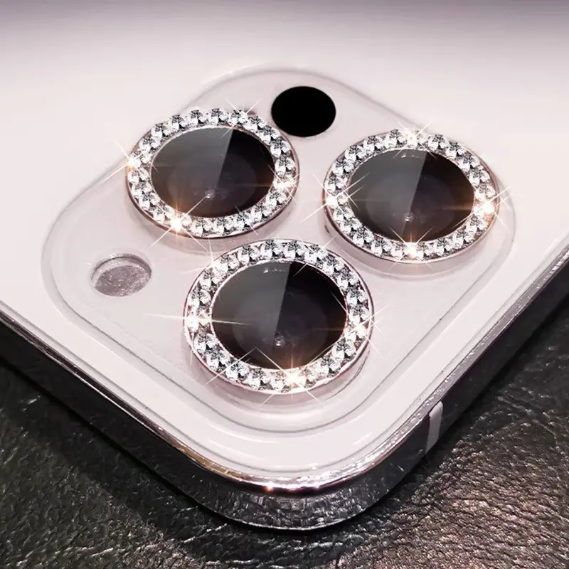Bộ Kính Cường Lực Bảo Vệ Camera Nhũ Kim Tuyến Đính Đá 16 15 14 13 13pro 13 pro max 11 11Pro 11 Pro max 12 12 Pro 12 Pro Max Phụ Kiện
