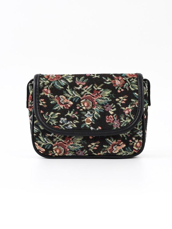 Women's Fashionable All over Print Floral Pattern Zipper Crossbody Bag, Cute Trendy Shoulder Bag,  All-match Commuter Bag for Work & Daily Used 2