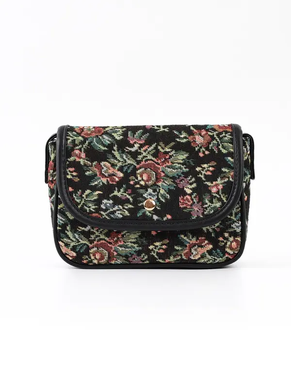 Women's Fashionable All over Print Floral Pattern Zipper Crossbody Bag, Cute Trendy Shoulder Bag,  All-match Commuter Bag for Work & Daily Used 1