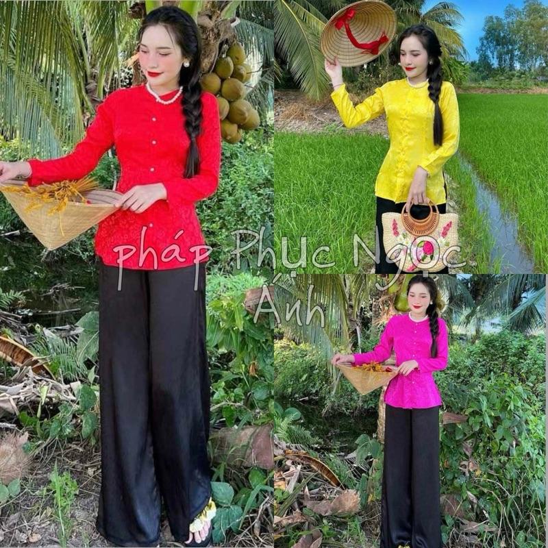 Áo Bà Ba Nữ Mặc Tết Áo Bà Ba Gấm Chất liệu Gấm Mềm Mại Phom Dáng Đẹp Trẻ Trung Năng Động