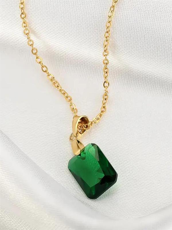 Elegant Artificial Gemstone Decor Pendant Necklace for Women & Girls, Fashion Jewelry for Party, Daily Neck Decor, Trendy All-match & Exquisite Jewelry for Birthday Gift 2