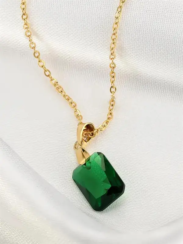 Elegant Artificial Gemstone Decor Pendant Necklace for Women & Girls, Fashion Jewelry for Party, Daily Neck Decor, Trendy All-match & Exquisite Jewelry for Birthday Gift 2