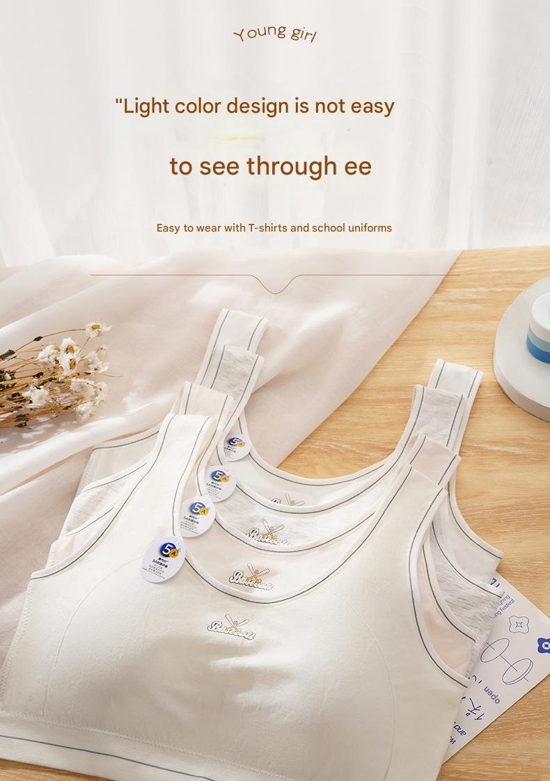 Product Introduction of Seamless broad-shouldered teenage girls undershirt developmental large plus fat comfortable soft anti-bump point without steel ring fixed cup underwear 13