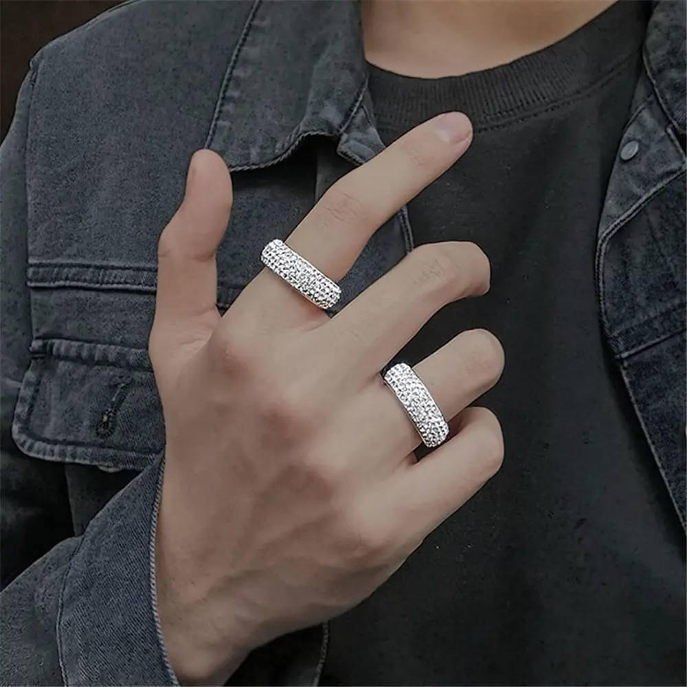 Hip Hop Iced Out Bling Arc Circle Ring Gold Silver Color Wedding Rings for Women Men Jewelry Gift Ring
