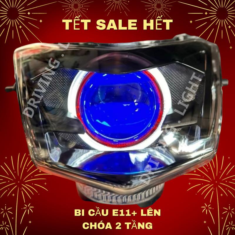BI CẦU E11+ ĐỘ CHÓA 2 TẦNG SURUMA 70W LẮP NHƯ ZIN WAVE 50-100-110 (Full dây nguồn, vòng thiên thần, mắt quỷ đổi màu - Bảo Hành 12 THÁNG ), SURUMA Titan, ,đochoixemay,sirius,ex,win,wave,ledbicau pro Đèn Pha led bi  e11 đầu  đèn lé bi  e11