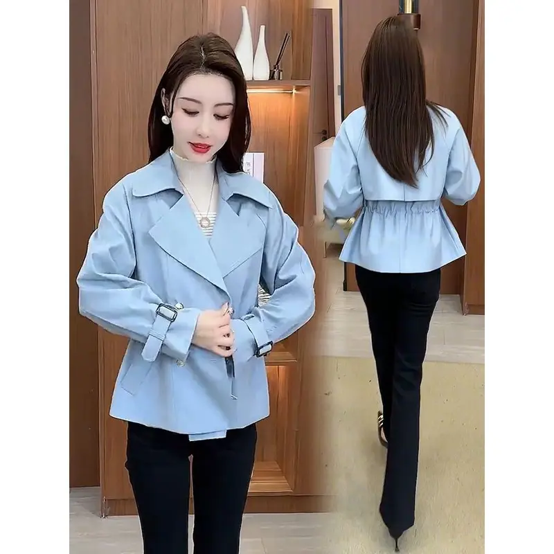 Áo khoác ngoài ngắn, thời trang, dành cho phụ nữ, phong cách mới mùa Mùa Xuân, eo Rộng rãi, Bó Sát, hai bên ngực, Dễ Phối Đồ áo Thường Ngày 3