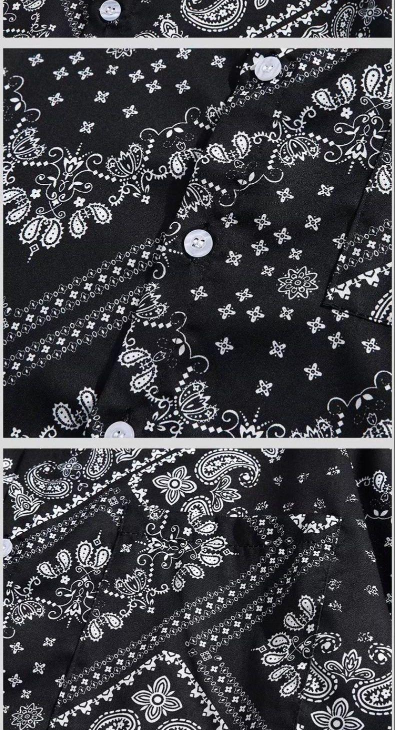 Product Introduction of Áo Sơ Mi Ngắn Tay In Họa Tiết Paisley Toàn Bộ, Phong Cách Cổ Điển Nhật Bản, Thương Hiệu Thời Trang Nam, Dáng Rộng Vừa Vặn, Phong Cách Hip Hop, Thích Hợp Cho Các Cặp Đôi, Áo Khoác Sơ Mi Thường Ngày 5