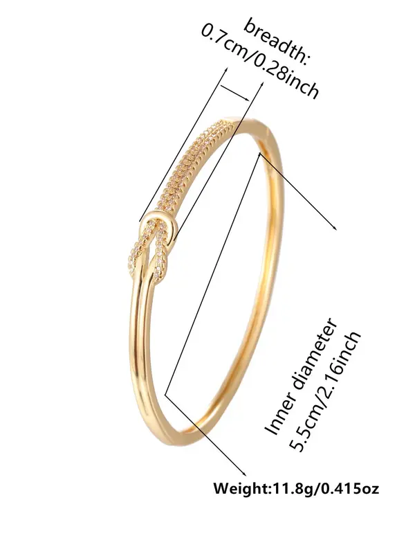 Women's Elegant Knot Design Bangle Bracelet, Exquisite Trendy Artificial Zircon Decor Bangle Bracelet, Fashionable Jewelry for Women As Gift 1
