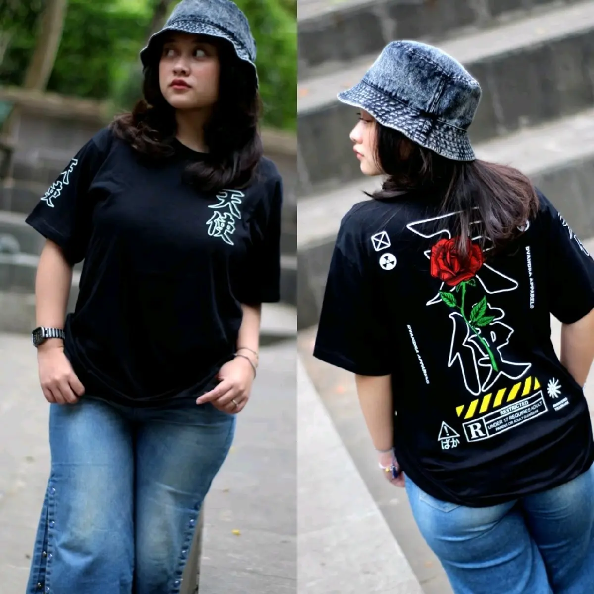 KAOS JAPANESE STYLE RONIN ROSE / KAOS MAWAR SAMURAI JEPANG PRIA WANITA Bunga Keren
