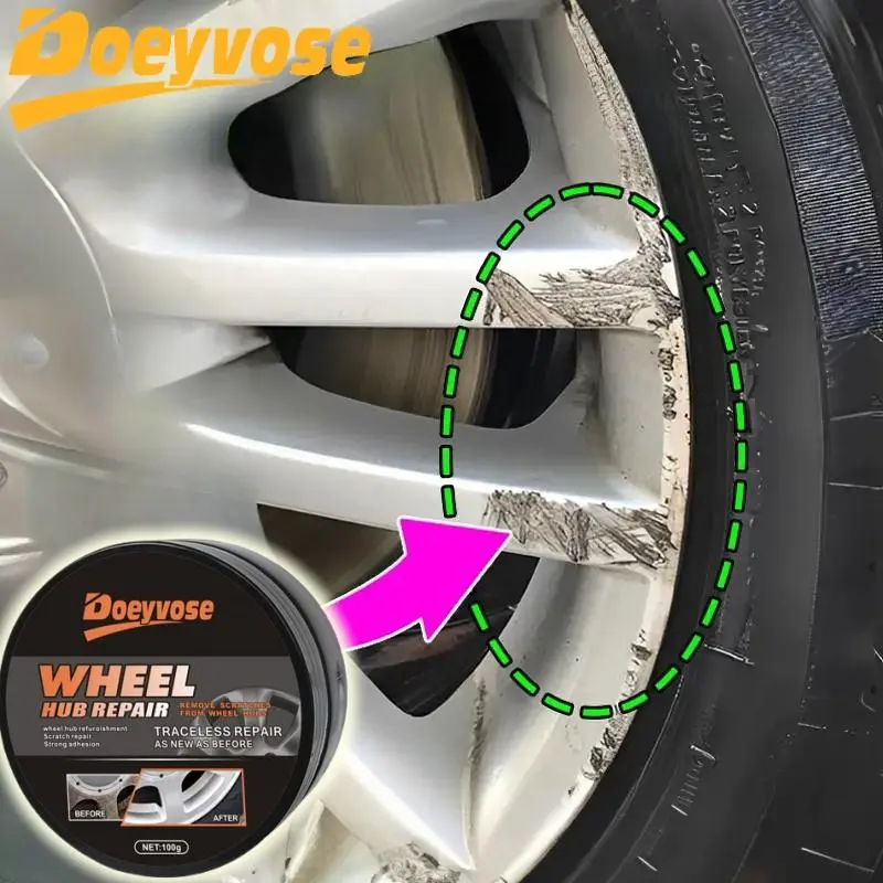 Car Wheel HUB Stainless Repair Kit, Car Wheel HUB Scratch Repair Agent with Sponge, Wheel HUB Polishing & Waxing Paste, Professional Car Maintenance Tool