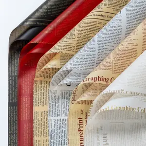 (5 LEMBAR) KERTAS BUKET BUNGA 58x58cm CELLOPHANE NEWSPAPERS FLOWER WRAPPING PAPER WATERPROOF MOTIF KORAN