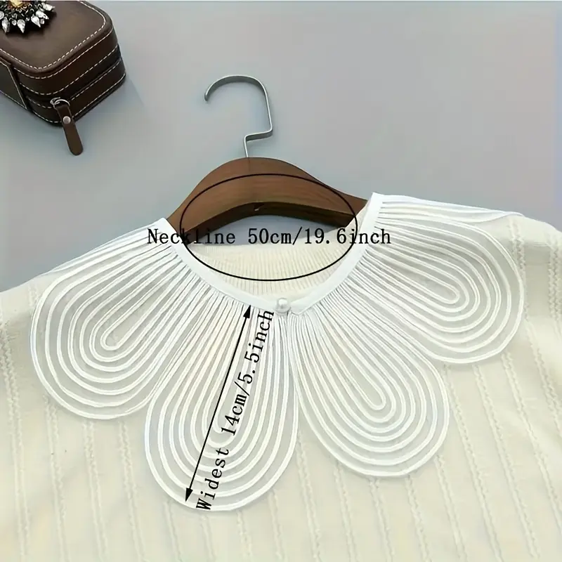 Multifunctional Removable Wave Embroidery Collar Scarf - Black & White Polyester Woven Collar For Dresses And Shirts, Women's Fashion Accessories 4