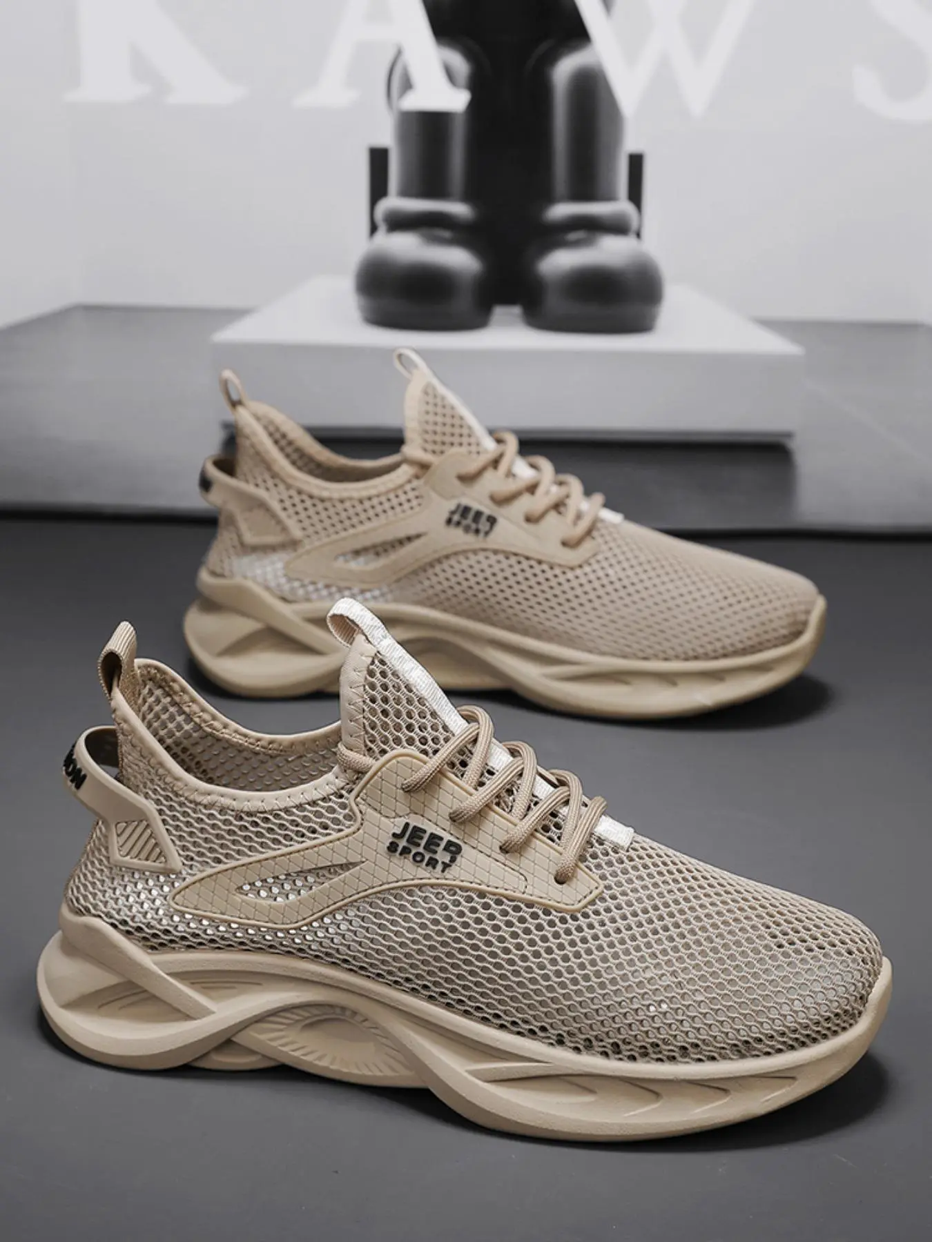 Men's Sporty Breathable Mesh Sneakers, Casual Comfortable Running Shoes, Lightweight Increase Shoes for Daily Wear
