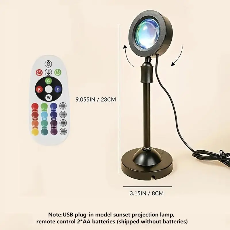 Portable Sunset Projector Light, USB Plug & Remote Control RGB Sunset Projector Lamp, Novelty Lighting for Home Bedroom Living Room Decor 1