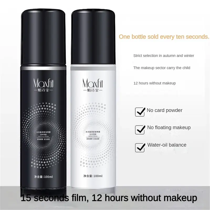 Xịt Thiết Lập, Lâu Trôi, 100ml, Dưỡng Ẩm Và Cấp Nước, Kiểm Soát Dầu, Lớp Trang Điểm Trong Suốt, Lì Tự Nhiên, Thích Hợp Cho Trang Điểm Và Halo, Hoàn Thiện Lấp Lánh 0