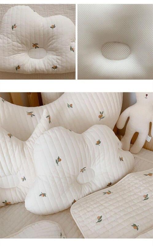 Product Introduction of Baby Pillows Cute Cartoon Bear Olive Korean Embroidered Cotton Breathable Infant Pillow 9