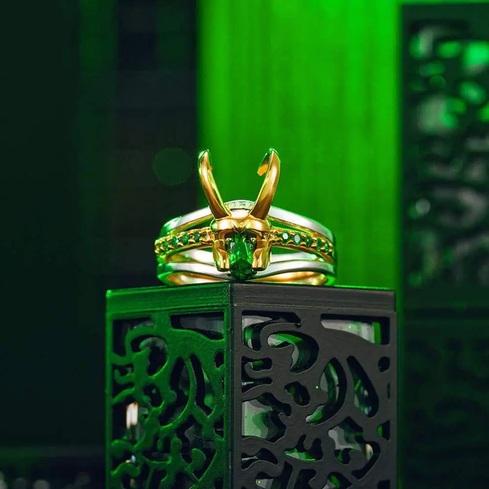 Hot Selling Loki Helmet Ring 3-in-1 European and American Creative New Ring Earrings Loki Thor Ring