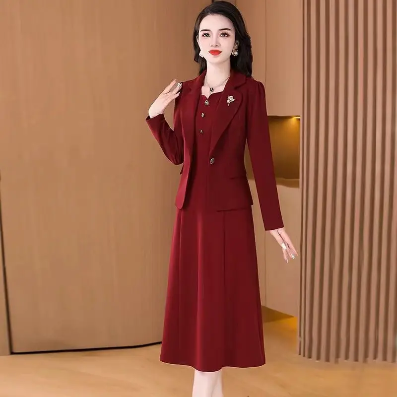 Váy Phù Hợp Với, Thích Hợp Cho Mùa Thu Và Mùa Đông, Tiệc Cưới, Bó Sát Và Thanh Lịch, Trông Trẻ Trung, Áo Khoác Phù Hợp Với Bánh Mì Thơm, Bộ Đồ Hai Mảnh