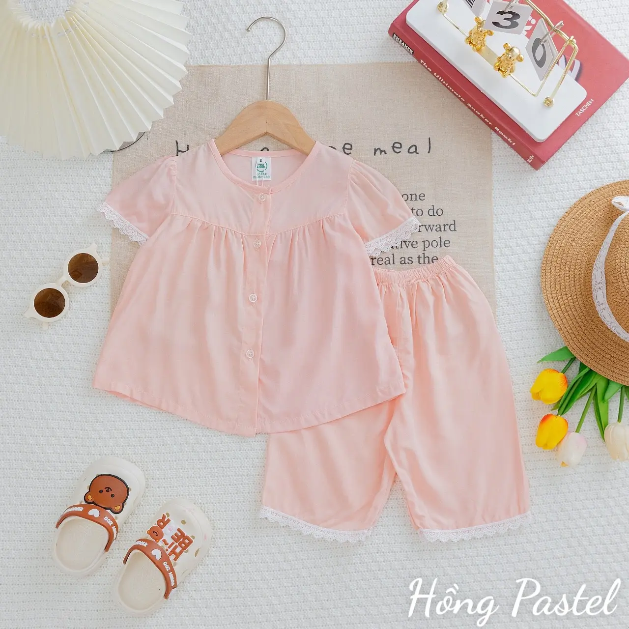 (Màu Trơn Basic ) Tay Búp Quần Lửng - Đồ Bộ Bé Gái - Bộ quần áo Tole Loại 1 mềm, mịn, mát size 7-36 kg 7-8 năm