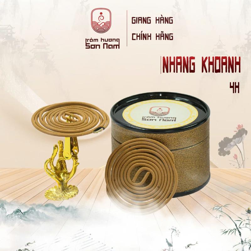 [SƠN NAM] Nhang Trầm Hương 4h hộp 48 khoanh phong thủy tự nhiên (Tặng kèm kẹp vàng)