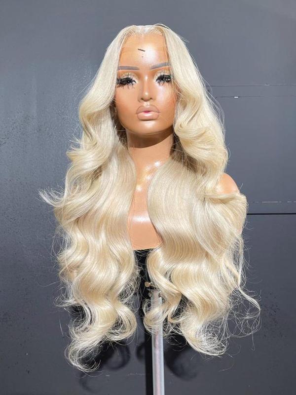 26 Inch Long Blonde Wavy Wigs for Women, Gorgeous Fluffy Wigs without Bangs, Synthetic Lace Front Wigs for Party, Daily Use 3