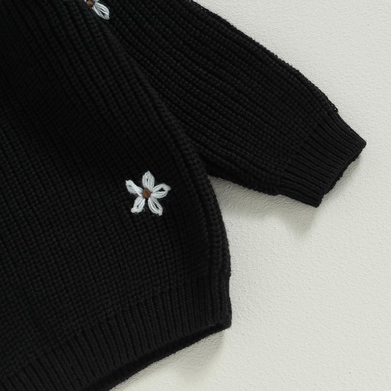 Baby Girl Sweater, Long Sleeve Crew Neck Flower Winter Warm Knit Pullover Sweater Infant Clothes 7