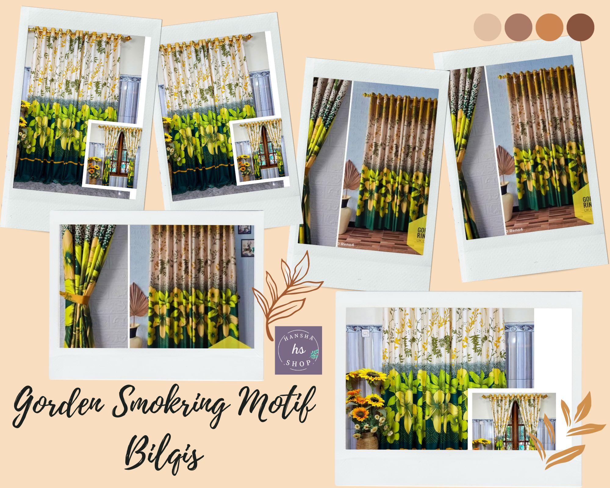 Gorden Hordeng Kain Katun Untuk Pintu Jendela Minimalis 12 Ring Motif Bilqis Gold Korden Tali gorden smok hordeng garden jendela gorden  sultan Curtain