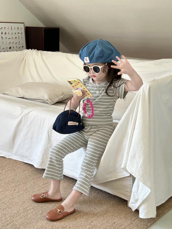 [TRÒN VÀ CAO TĂNG SIZE] Set đồ bộ áo thun croptop quần loe bé gái từ 08-25kg Cotton