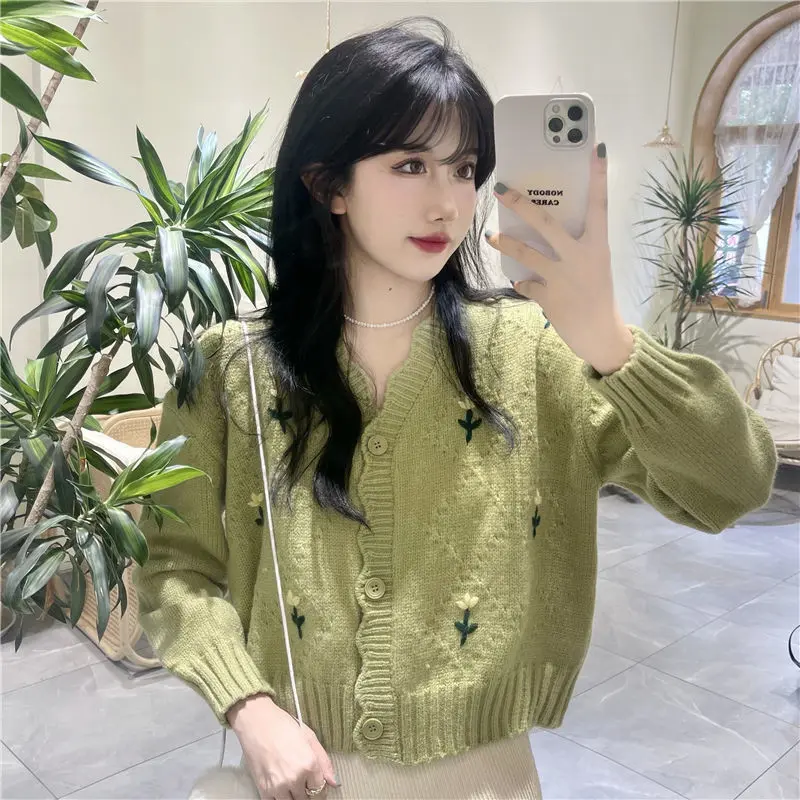 KARLEY Cardigan Rajut Korea Jaket Rajut Wanita Causal Style Sweater Cardigan Rajut Lengan Panjang 3