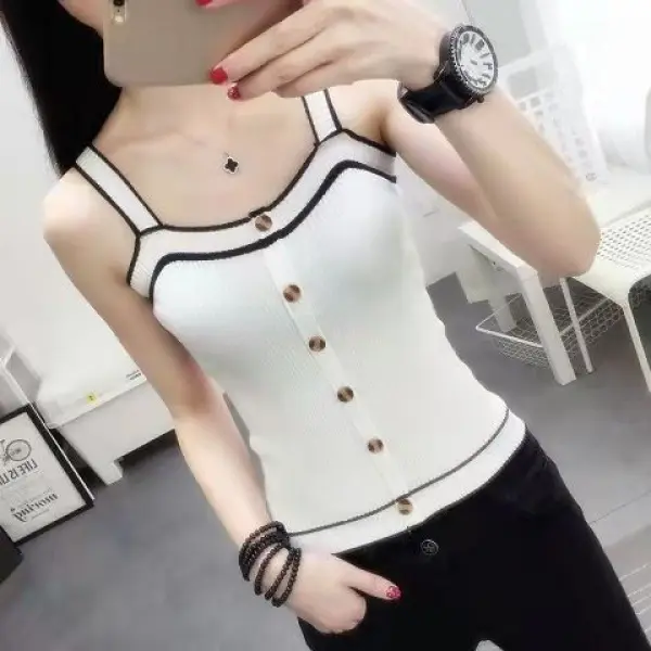 Áo Vest Hai Dây Đeo Spaghetti Lưng Gợi Cảm Dáng Ôm, Lớp Lót Cơ Bản, Dành Cho Phụ Nữ, Vẻ Đẹp Trở Lại, Có Thể Mặc Bên Trong Hoặc Ngoài Trời, Áo Ngắn, Ngoại Cỡ, 2024 Hàng Mới Về