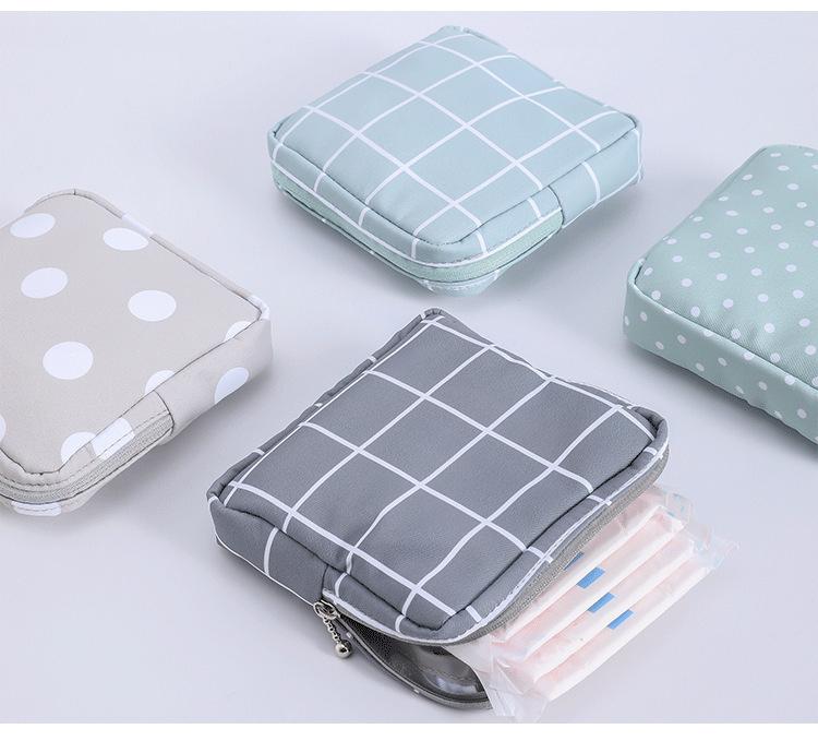 Product Introduction of Women Sanitary Napkin Tampon Storage Bag Cute Sanitary Pad Pouches Portable Makeup Lipstick Key Earphone Data Cables Organizer 2