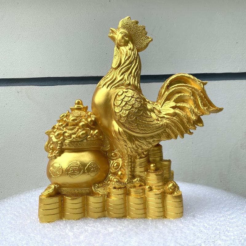 Heo đất tiết kiệm GÀ BỆ VÀNG Size Đại màu vàng đồng / Ống tiết kiệm đựng tiền 5