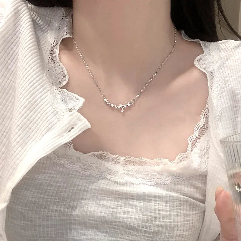 Vòng cổS925 Màu bạc nữ, sang trọng và đơn giản, giá cả phải chăng, thiết kế ngách bướm, dây chuyền xương đòn tiên tiến phổ biến mới, dây chuyền cổ