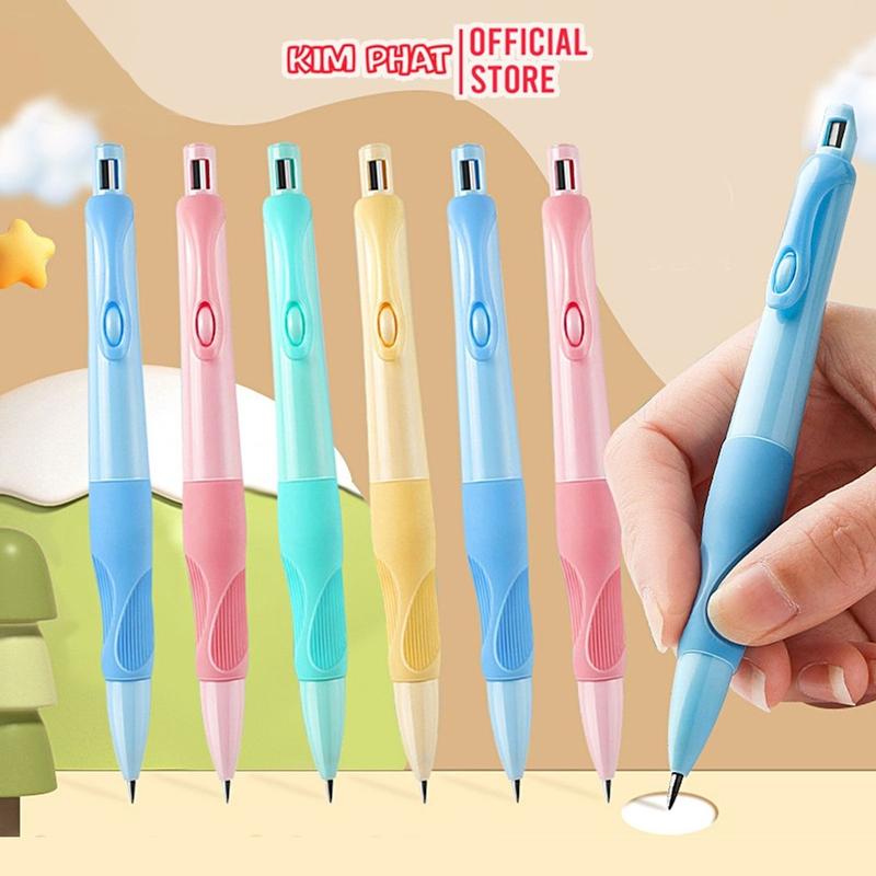 Combo 03 Bút Chì Kim Bấm 2B Cá Heo Ngòi 2.0mm - Tay Cầm Định Vị Cho Bé Tập Viết - TM02930