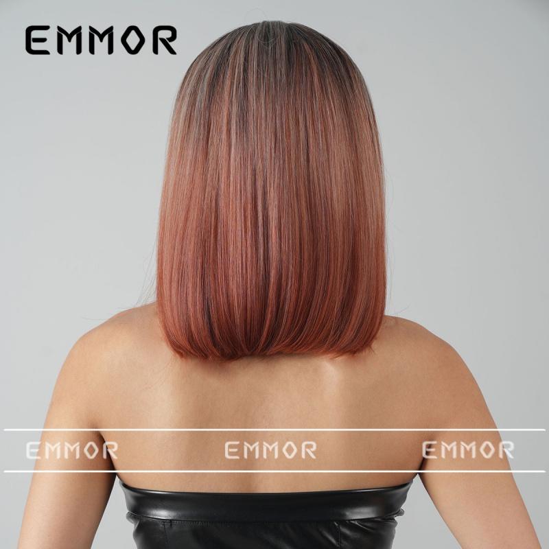 Product Introduction of New European and American Style Wig Medium Gradient Red Brown Long Straight Hair Full-Head Wig for Women 8