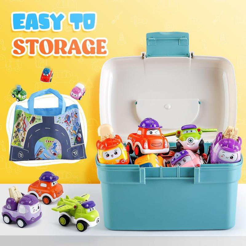 LULULIA Toys for 1 Year Old Boys Gifts, 12 Pcs Pull Back Cars Toddler Toy Cars for 1 2 Year Olds, 1st Birthday Gifts for Boys Girls, Christmas Baby Gifts Boys Toys Age 1 3