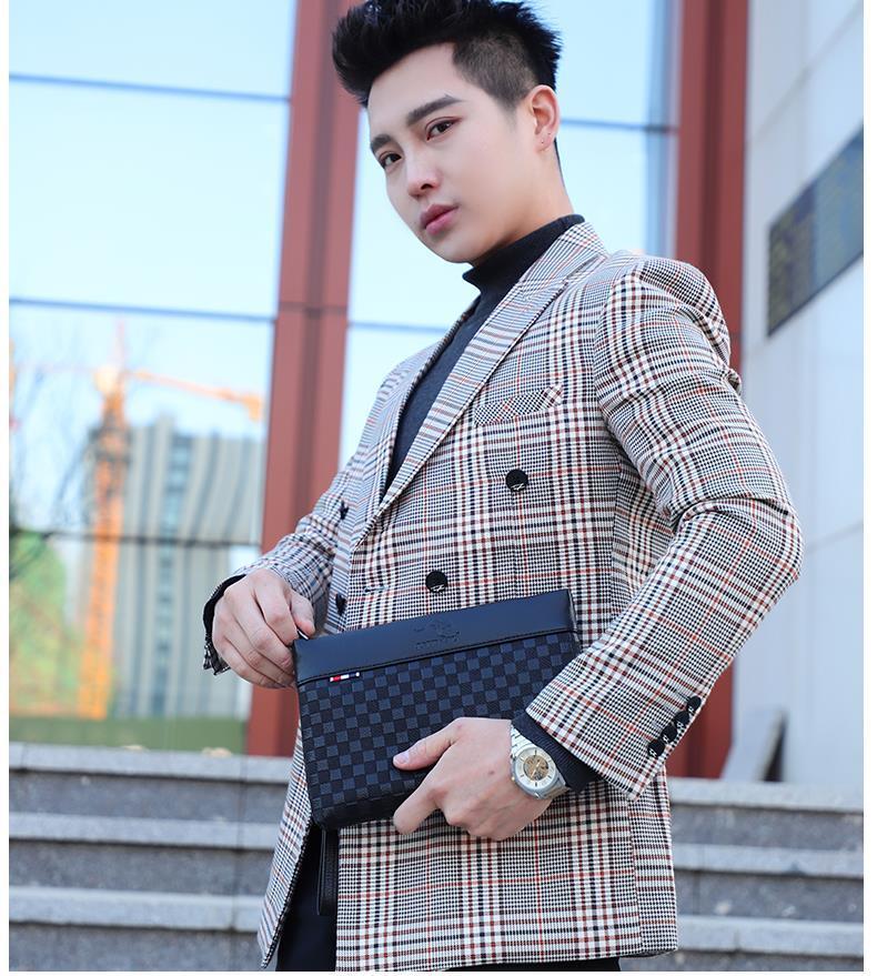 Product Introduction of Men's Handbag Large Capacity Clutch Soft Leather Clutch Men's Envelope Bag Japanese and Korean Portable Wallet Clip Bag Fashion Brand 7