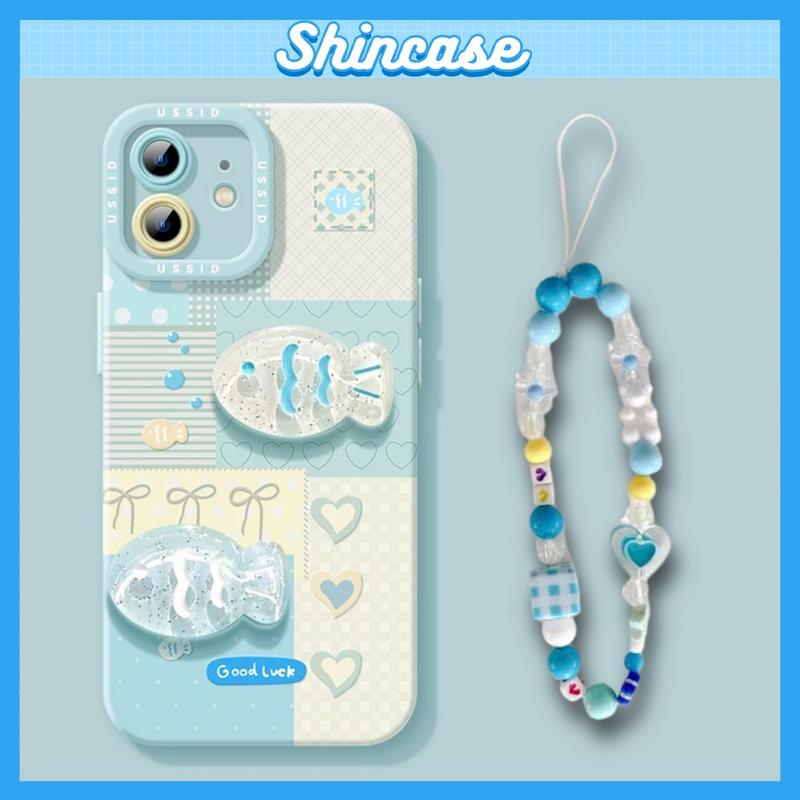  Ốp Lưng iPhone Fish Cute Cạnh Vuông Chống Sốc Bảo Vệ Camera - Cho iP 6 6s 7 8 Plus X XS XR 11 12 13 14 15 16 17 Pro Max Mini 