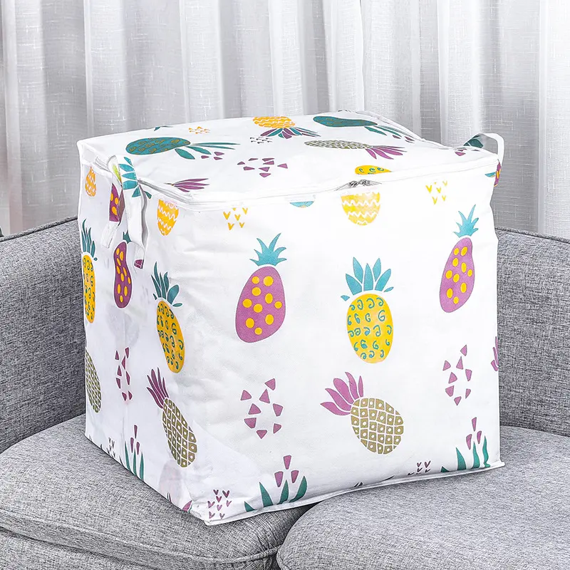 Túi đựng chăn màn quần áo giỏ vải canvas cớ lớn 100L túi đựng đồ đa năng gấp gọn tiện lợi có khóa kéo và tay xách H79 7