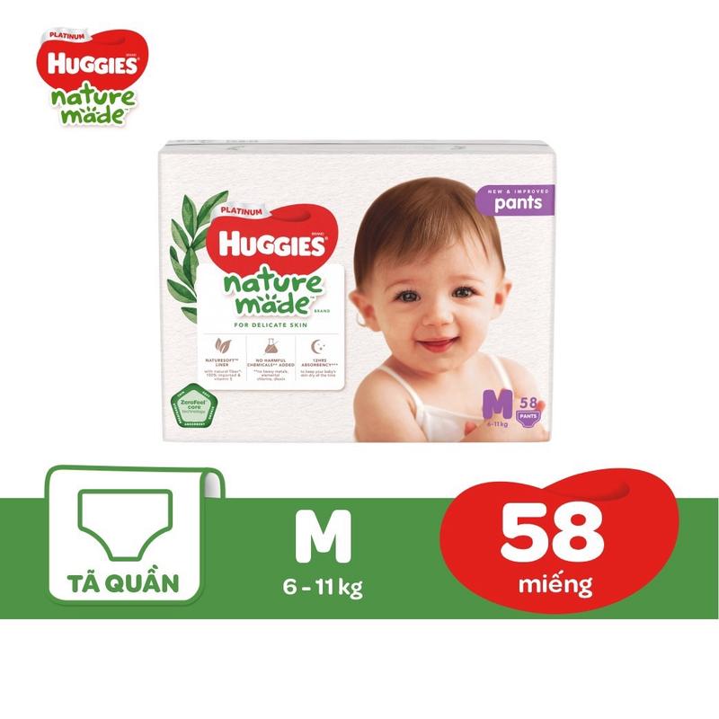  3b Bỉm Tả dán quần cao cấp HUGGIES PLATINUM NATURE MADE bông hữu cơ đủ size 