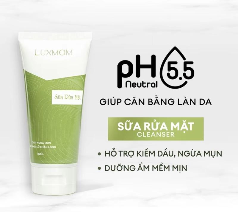 Sữa Rửa Mặt Trà Xanh Luxmom Cho Mẹ Bầu Sau Sinh An Toàn Dịu Nhẹ 80 GR