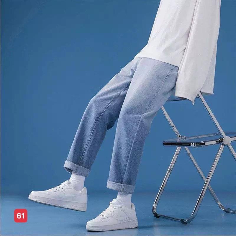 Quần baggy jean nam ống rộng màu xanh nhạt wash phối 2 màu chất bò dãn nhẹ B061 dáng chuẩn Menswear Pants Có Túi  - TCS Trùm Chuyên Sỉ 3